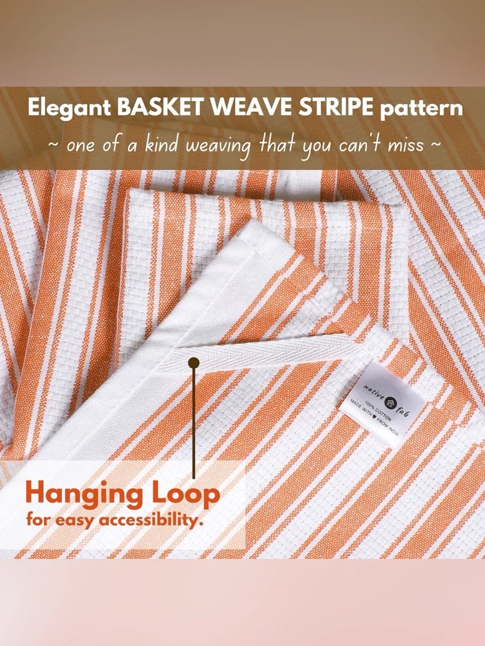 12 pack Native Fab Orange and White Striped Kitchen Dish Towels